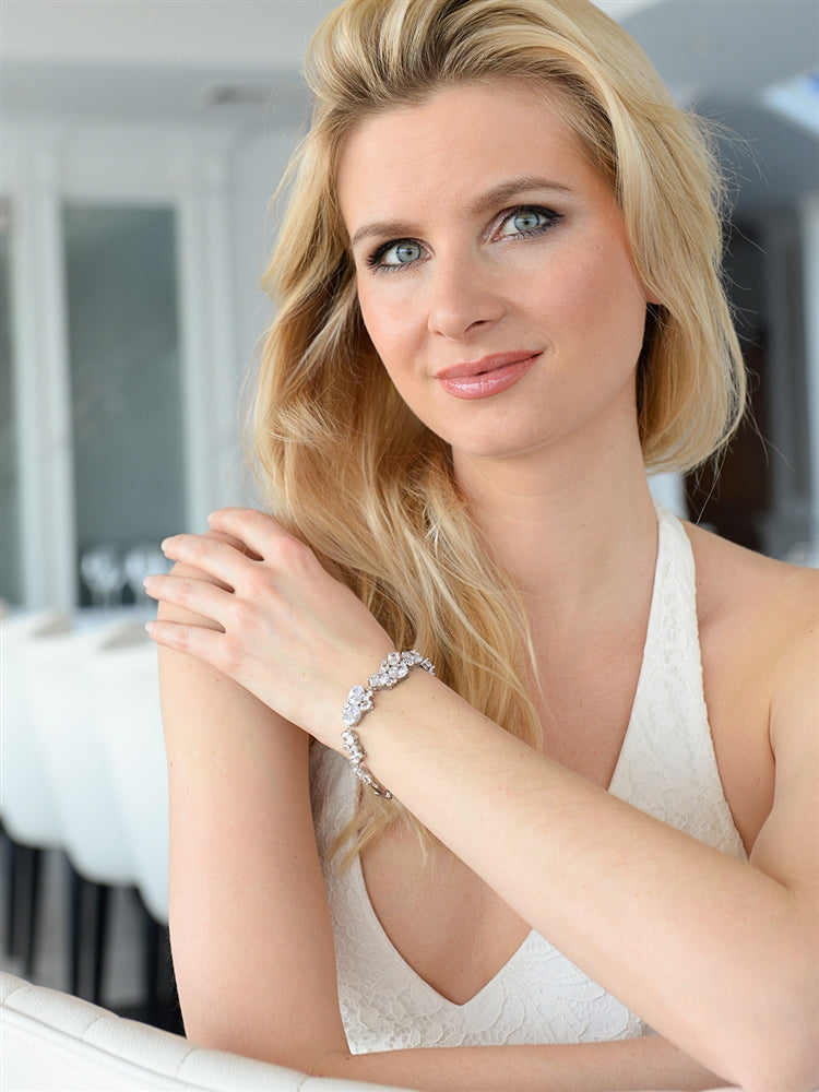 Exquisite CZ Statement Bracelet with Bold Oval Cut Zirconium