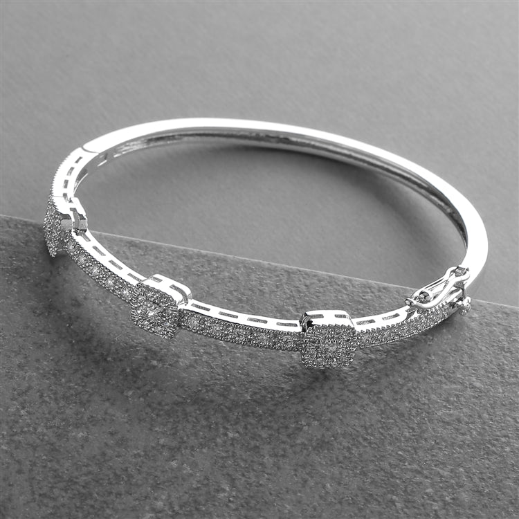 Vintage Cubic Zirconia Delicate Wedding Bangle