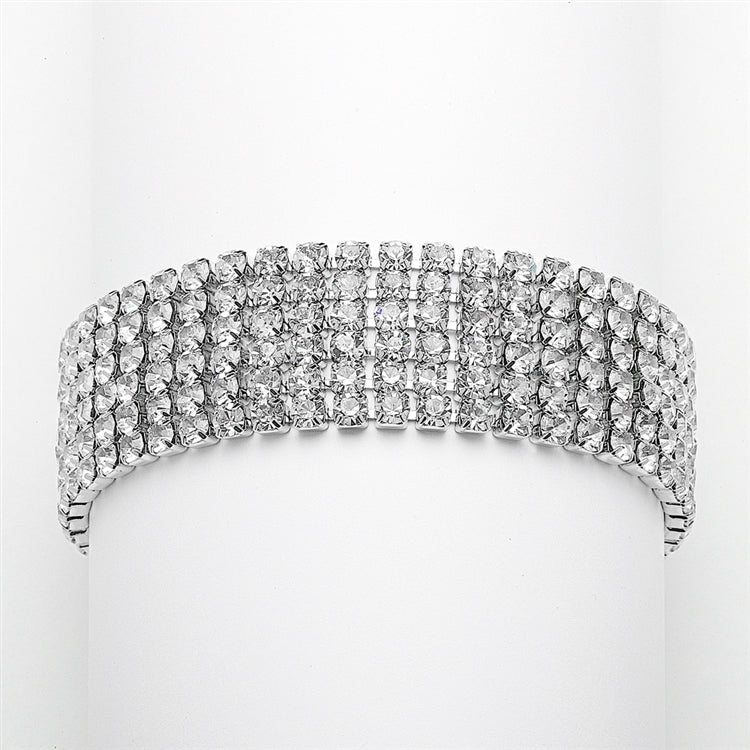 Petite Size 6 1/2" Rhinestone Crystal Prom or Homecoming Bracelet - 6 Rows
