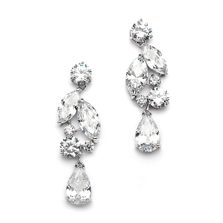Cubic Zirconia Abstract Wedding Earrings with Teardrops