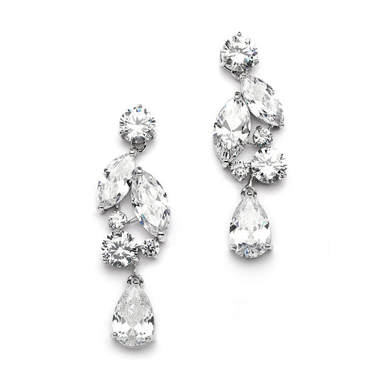 Cubic Zirconia Abstract Wedding Earrings with Teardrops