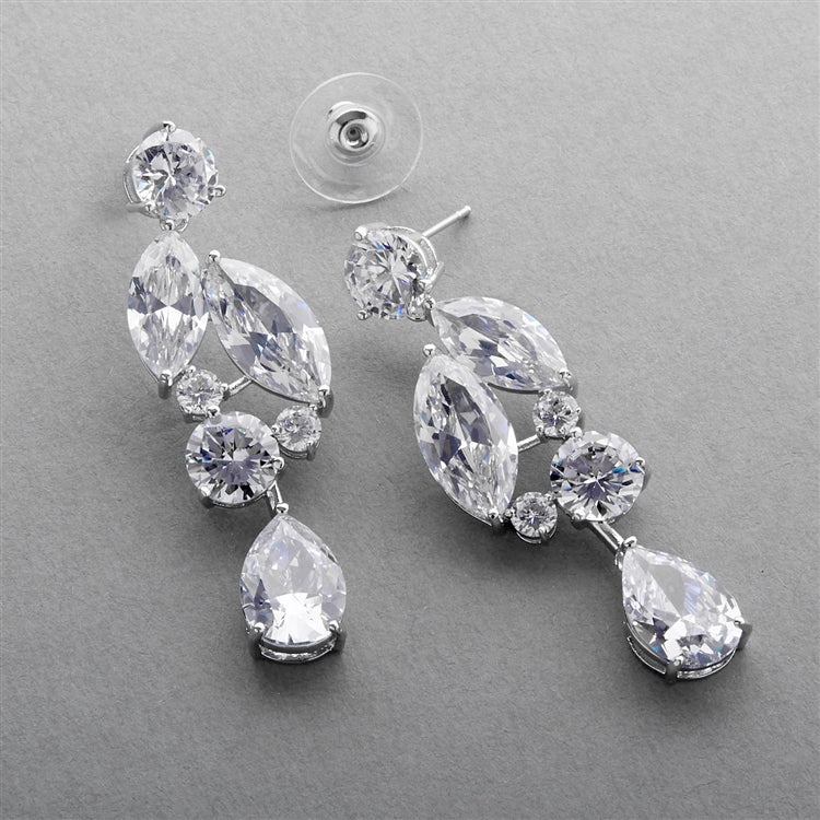 Cubic Zirconia Abstract Wedding Earrings with Teardrops