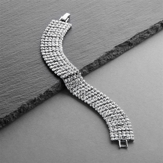 Petite Size 6 1/2" Rhinestone Crystal Prom or Homecoming Bracelet - 6 Rows