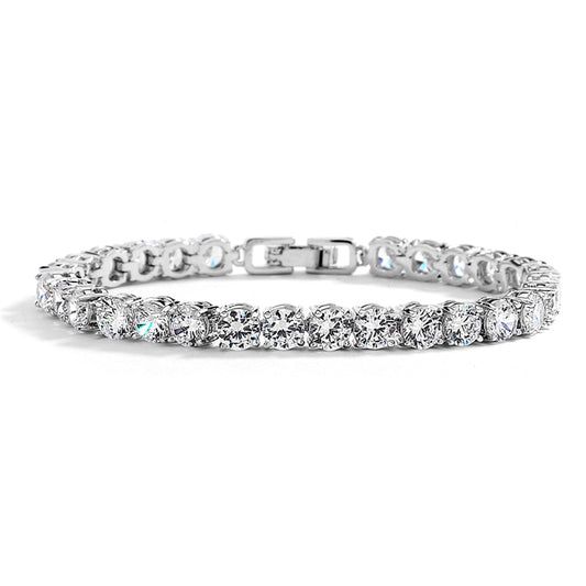 Glamorous Silver Rhodium Bridal or Prom Tennis Bracelet in 6" Petite Size