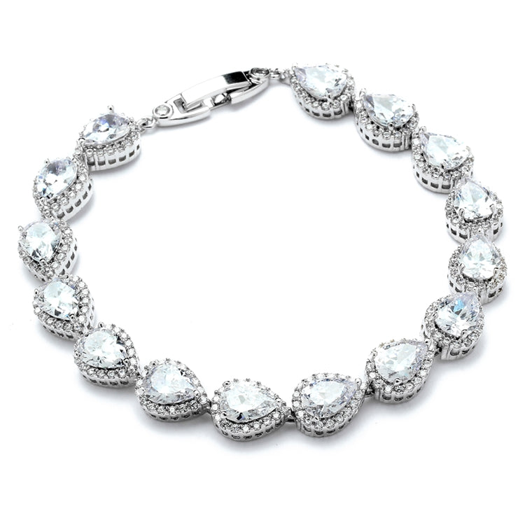 Top Selling CZ Framed Pears Bridal or Bridesmaids Bracelet