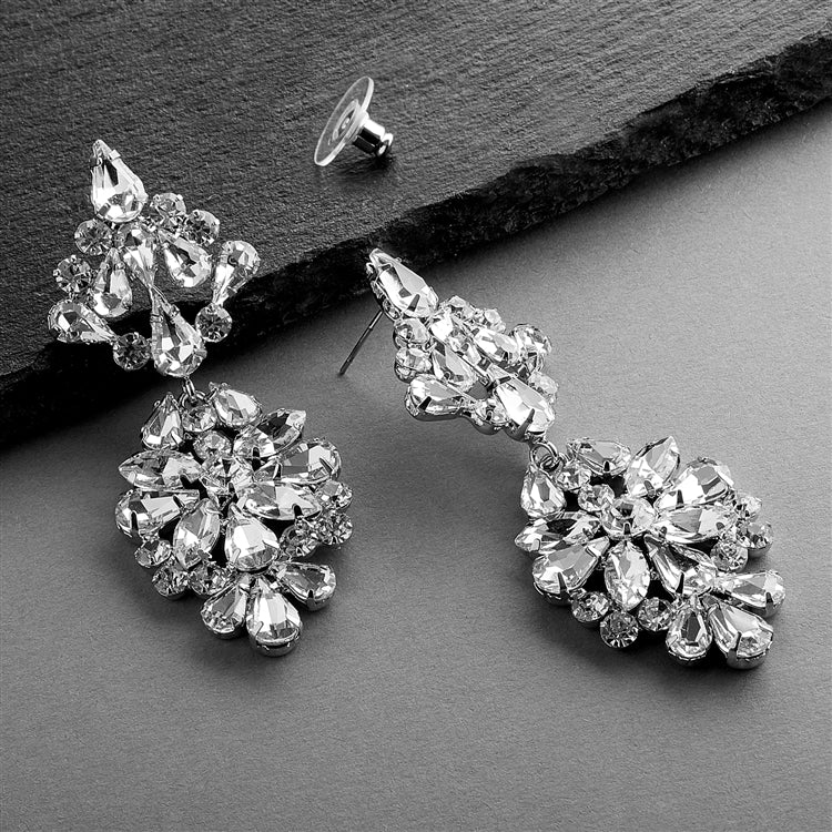 Dazzling Crystal Statement Earrings for Weddings or Prom - Dramatic Lightweight
